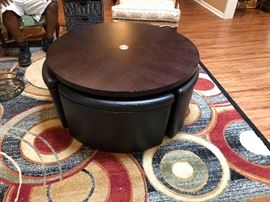 Very cool adjustable round game table and 4 wedge chairs