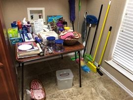 Misc. cleaners and cleaning supplies, salad shooter etc