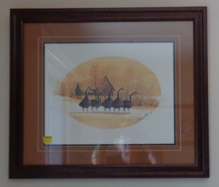 1986 P. Buckley Moss LE Signed in Pencil on Print & on glass. 704/1000 "The Sentinels"