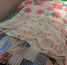 Quilts, most hand sewn