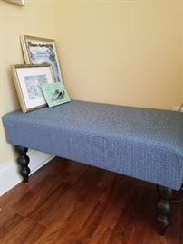 Pair of blue benches, 32w x 18d x 16h