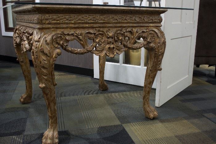 A George II English side table with emperador marble top.  By William Switzer Furniture.  (Appraised at $2,250).  For Sale: $600.