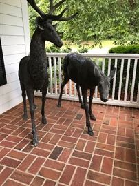  THE FAMILY HAS JUST SET A $4000 RESERVE ON THESE Beautiful Bronze Buck and Doe yard sculptures   