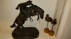Remington Bronze (reproduction) on Marble base