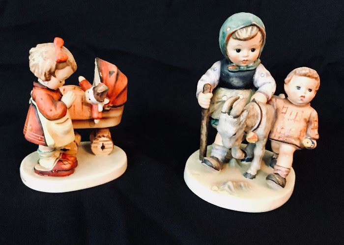 [left] Doll Mother Hummel Figurine 67 (TMK 5, 1970's): $100 ...... [right] Homeward Bound Hummel Figure 334 (TMK 5, 1970's): $80