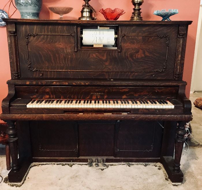 Antique Kimball stand up piano. Has music roll. Sounds very nice. $125