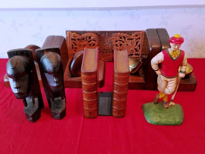Iron Golfer Doorstop, Ebony Wood Bookends   http://www.ctonlineauctions.com/detail.asp?id=736423