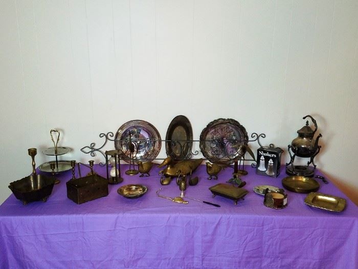 32 Pieces of Brass, Silver Plated Decor:                      http://www.ctonlineauctions.com/detail.asp?id=736489