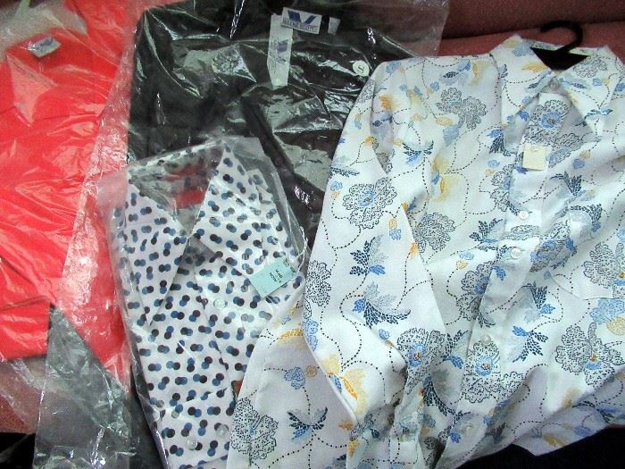old stock vintage 70s polyester shirts, old stock 80s & 90s shirts 