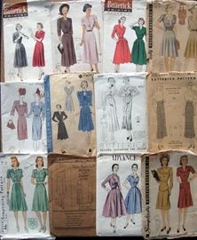 Vintage sewing patterns, fabrics, notions, ect.