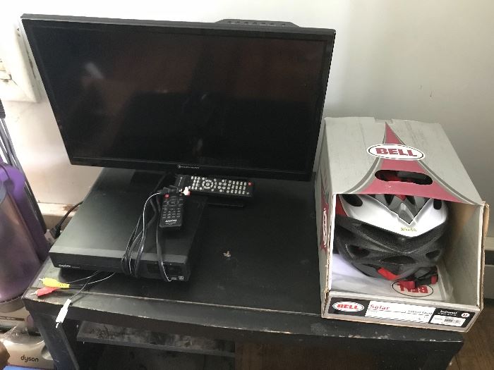 Small flatscreen TV and bike helmet - new in box!