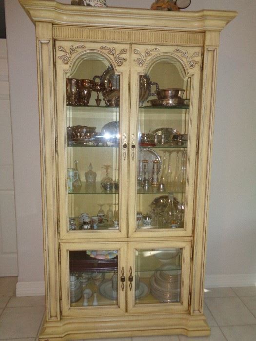 love this china hutch, nice set of china & misc, some silver plate and few pieces of sterling