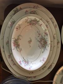 Just a few of the 132 Haviland Apple Blossom pieces. 