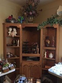 Custom corner solid wood entertainment center.  Breaks down into three pieces. 