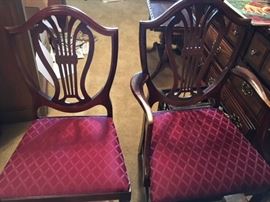 3 shield back side and 1 arm chair to go with small Duncan Phyfe table Available