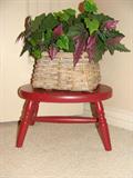 Stepping stool with silk plant