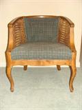 Wood upholstered arm chair.