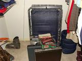 Camping gear and briefcases.