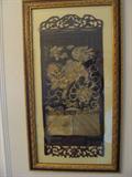 Chinese 90 year old gold & silver wrapped cotton tapestry