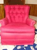 Red upholstered swivel rocker