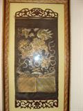Chinese 90 year old gold & silver wrapped cotton tapestry