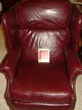 Red leather Barcalounger recliner.