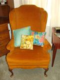 Conover Chair Co. Orange upholstered arm chair.