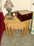 Wicker stacking end tables.
