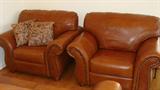 Andromeda Caramel leather sofa and 2 reclining chairs