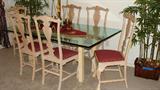 Henredon glass top dining table with 6 chairs
