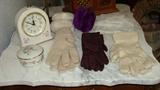 Gloves and vintage Seth Thomas clock
