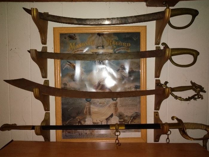 Vintage Swords and Masonic Poster