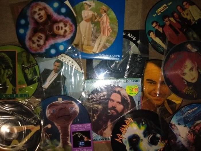 Vintage Picture Discs Def Leopard, Peter Frampton, Boy George , E. T., Bruce Springsteen,  Huey Lewis, Bob Seager, Martin Luther King Jr., Mary Poppins, Glenn Frey