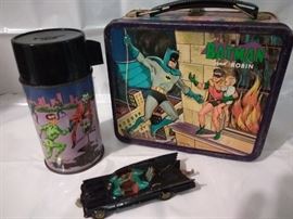 Rare Batman and Robin Lunch Box and Original BatMobile Car