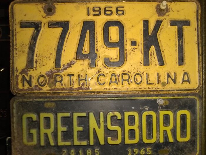 Vintage 1966 1965 North Carolina and Greensboro license plate