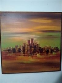 Mid Century Abstract Oil Painting