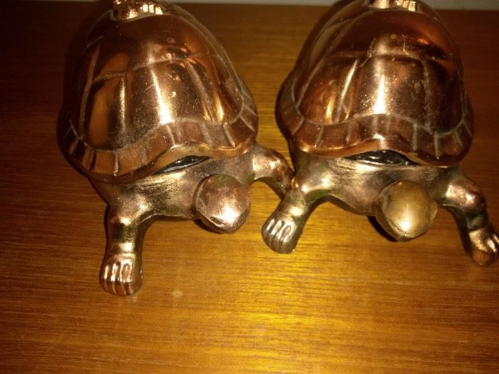 Pair of Brass Turtle Ashtrays from 1989 Seoul Olympiad Games