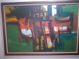 Vintage Mid Century Abstract Oil Painting