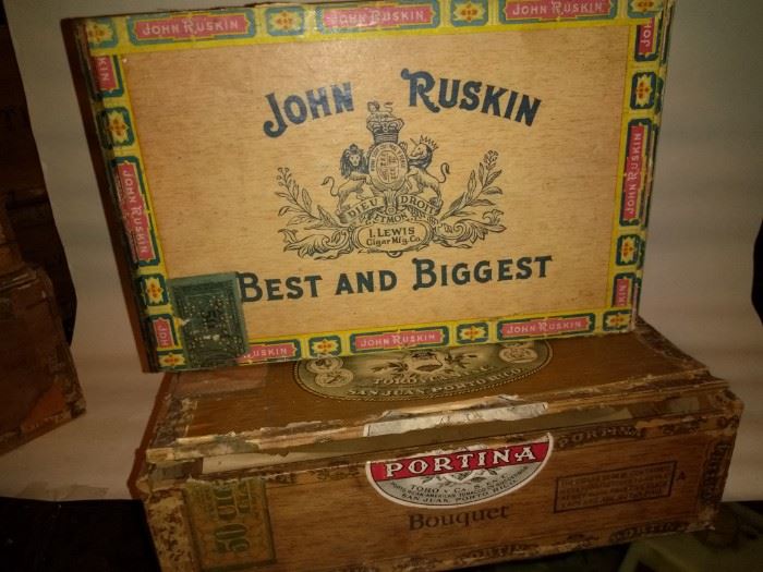 Vintage Cigar Boxes John Ruskin and Portina Bouquer