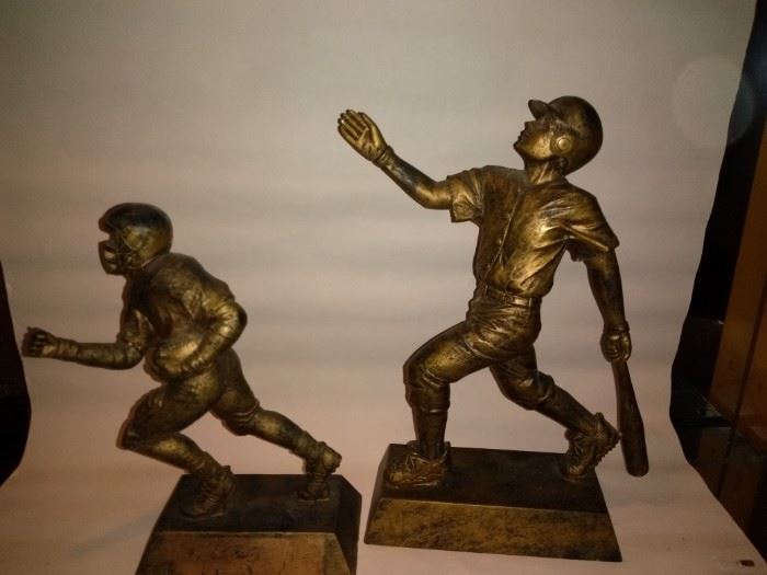 Bronze Plate Football and Baseball Trophy