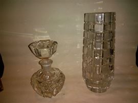 Vintage Crystal Bottle and Glass
