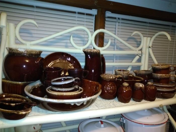 Vintage Brown Hull Pottery Cups Bowls Pitchers Etc.