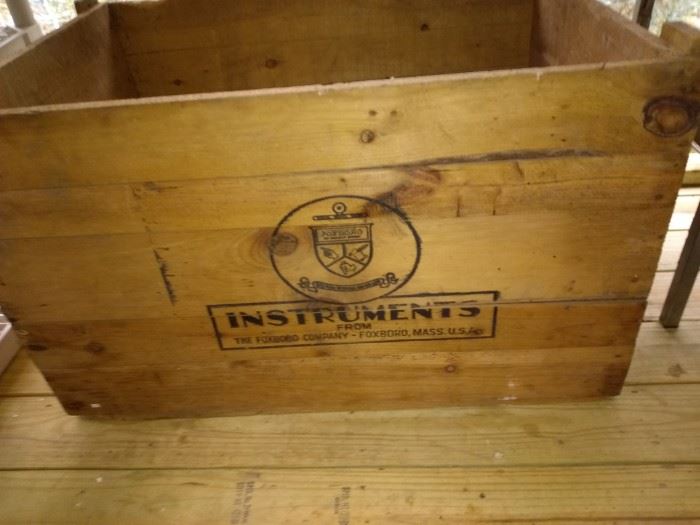 Vintage Extra Large Wood Crate "Instruments" Foxboro Mass. USA