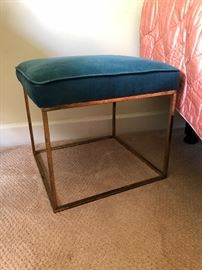 Pair of Mid Century stools, blue upholstery