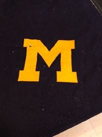 Vintage Michigan wool football blanket