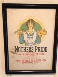 framed Mother's Pride flour sack made by Werthan Bag