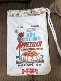 Macon Flour and Grain bag made into a tote, made by Werthan Bag