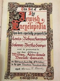 Presentation page inside volume 1 of Jewish Encyclopedia