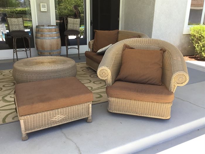 Outdoor wicker patio furniture.