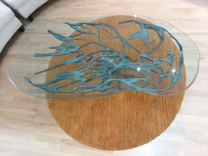 Bronze Banzai Tree Coffee Table With Glass Top (AMAZING!!!)